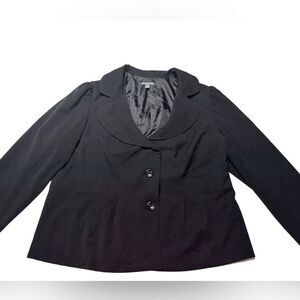 Apt. 9 Black Two Button Blazer Peter Pan Collar Plus Size 18W Light Jacket Work
